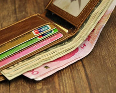 Cool Leather Mens Slim Small Wallet Slim Front Pocket Wallet for Men