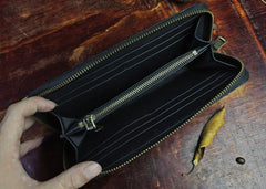 Handmade Leather Floral Mens Cool Zipper Phone Travel Long Wallet Card Holder Card Slim Clutch Wallets for Men