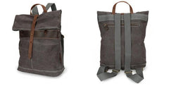 Cool Waxed Canvas Leather Mens Backpack Canvas Travel Backpack Canvas School Backpack for Men