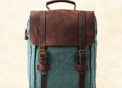 Cool Mens Canvas Leather Travel Backpack Canvas Backpack Canvas School Bag for Men