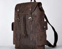 Handmade Leather Mens Cool Vintage Backpack Large Travel Bag Hiking Bag for Men