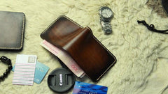 Vintage Leather Mens Slim Small Wallet Leather Small Wallets for Men