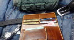 Vintage Brown Leather Bifold Mens Long Wallet Leather Long Wallets for Men
