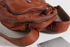Handmade Leather Mens Cool Backpack Sling Bag Large Black Travel Bag Hiking Bag for men