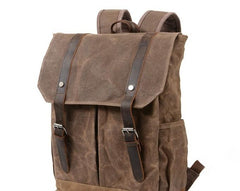 Waxed Canvas Leather Mens Backpacks Canvas Travel Backpack Canvas School Backpack for Men