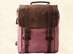 Cool Mens Canvas Leather Travel Backpack Canvas Backpack Canvas School Bag for Men