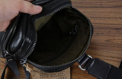 Genuine Leather Mens Cool Chest Bag Sling Bag Crossbody Bag Travel Bag Hiking Bag for men