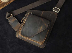 Leather Mens Chest Bag Sling Bag Sling Shoulder Bag Sling Backpacksfor men