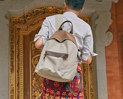 Cool Gray Canvas Travel Bag Mens Backpack Canvas Canvas School Bag for Men