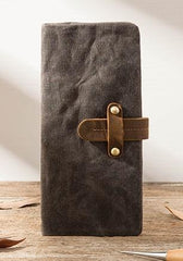 Cool Canvas Leather Mens Long Wallet Long Wallet for Men