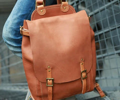 Dark Brown Leather Mens Backpack Travel Backpacks Laptop Backpack for men