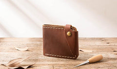 Handmade Leather Mens Small Wallets Bifold Slim Front Pocket Wallet for Men