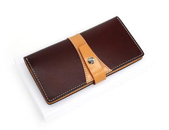 Cool Handmade Mens Leather Bifold Long Wallet Envelope Long Bifold Wallet for Men