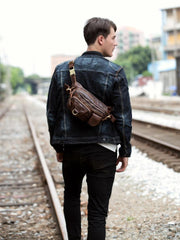 Leather Fanny Pack Mens Waist Bag Hip Pack Belt Bag Bumbag for Men