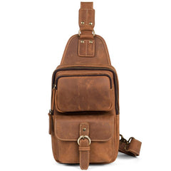 Leather Mens Cool Sling Bag Crossbody Bag Chest Bag for men