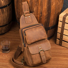 Leather Mens Cool Sling Bag Crossbody Bag Chest Bag for men