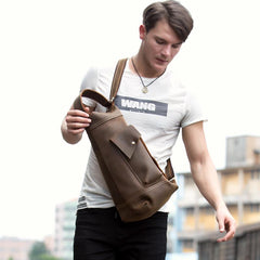 Leather Mens Cool Sling Bag Crossbody Bag Chest Bag for men