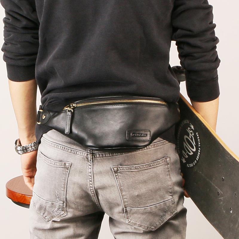 Mens Leather Small Leather Fanny Pack YAAGLE Mens Genuine Leather