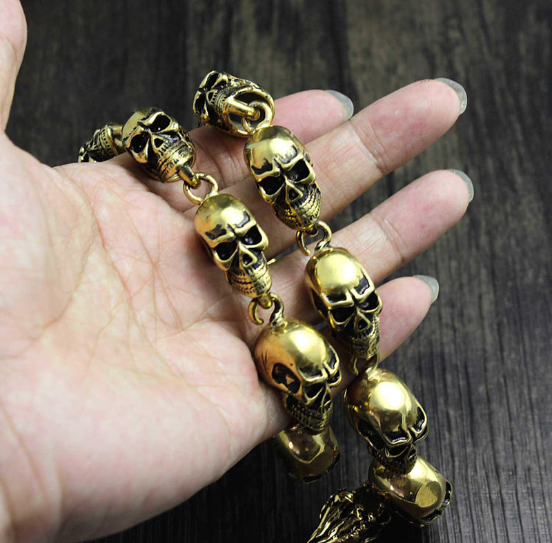 Brass Tribal Skull Gothic Wallet Chain