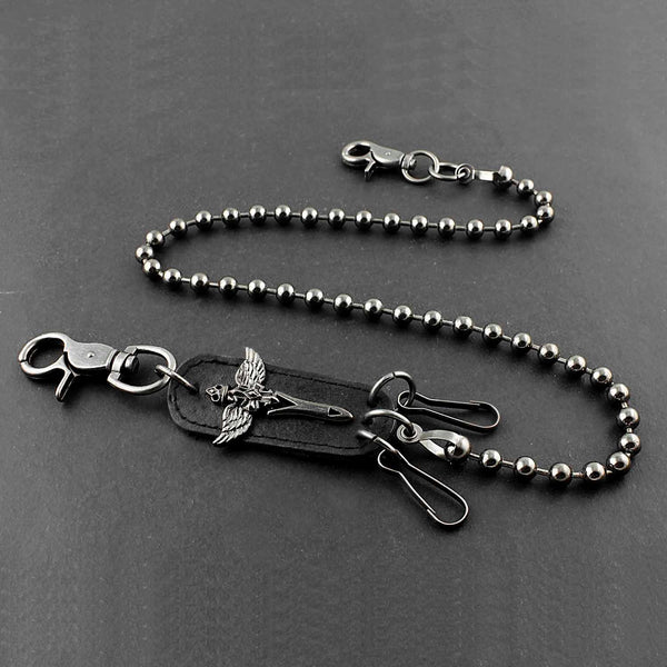 Solid Stainless Steel Long Bead Sword Wallet Chain Cool Punk Rock Biker Trucker Wallet Chain Trucker Wallet Chain for Men