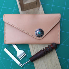 Handmade Leather Mens Envelope Long Wallet Cool Long Wallet for Men