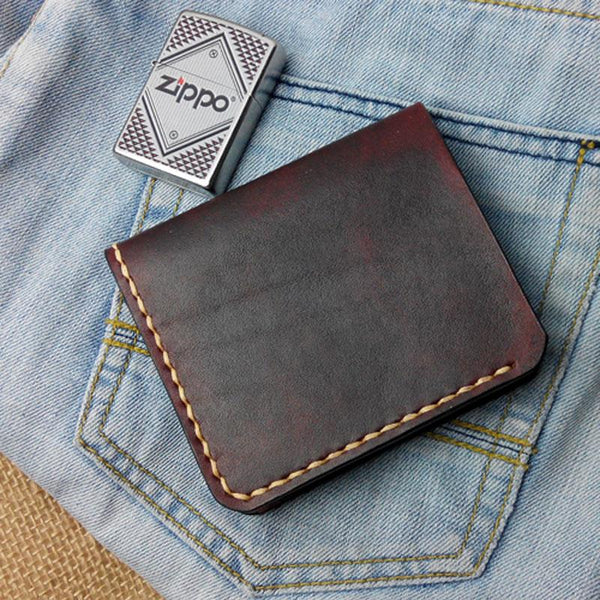 Cool Vintage Leather Mens Bifold Small Wallets Leather Small Wallets for Men