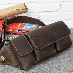 Vintage Leather Mens Fanny Pack Waist Bag Hip Pack Belt Bag Bumbag for Men