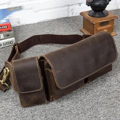 Vintage Leather Mens Fanny Pack Waist Bag Hip Pack Belt Bag Bumbag for Men
