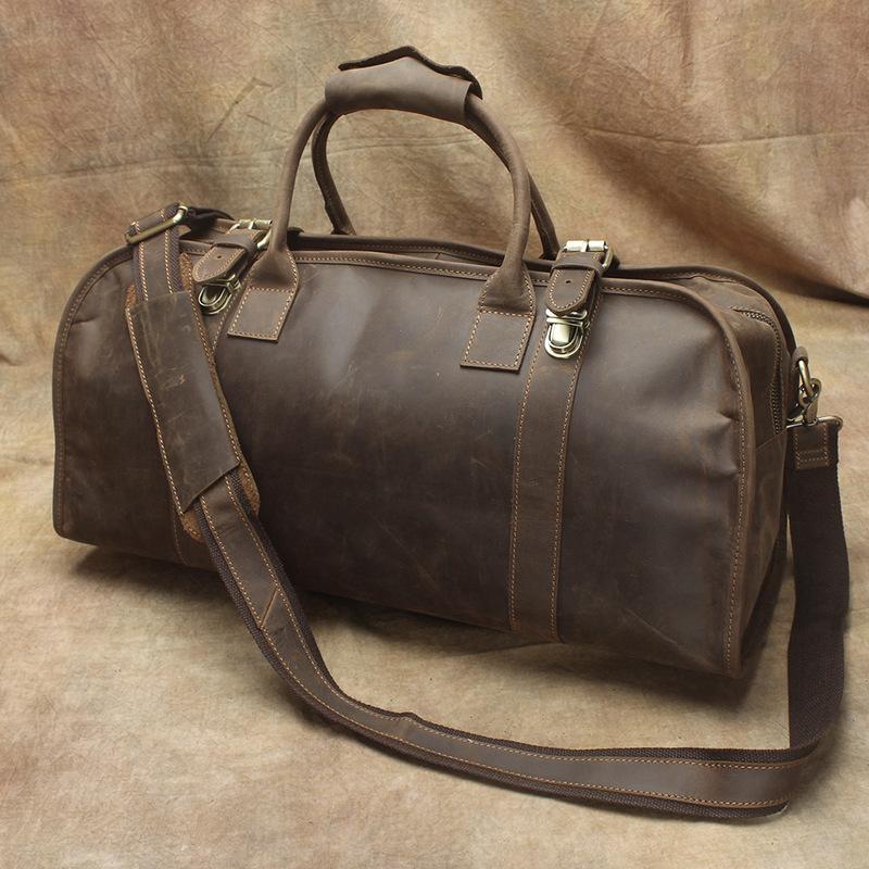 Vintage Leather Mens Weekender Bag Cool Overnight Bag Travel Bag Duffle Bag