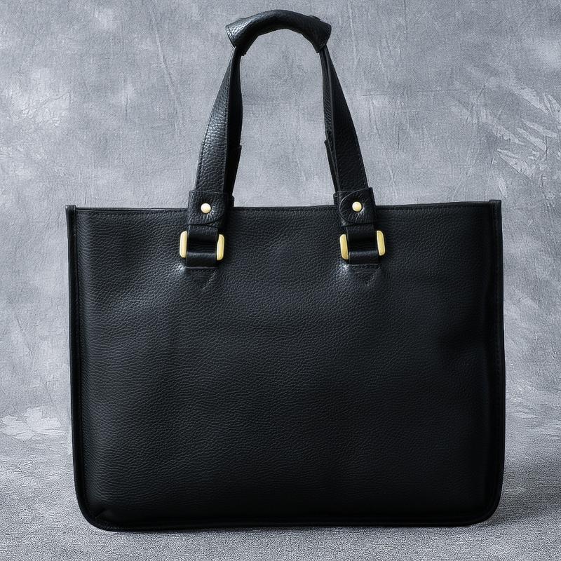 Leather Mens Womens 16" Black Briefcase Side Bag Laptop Messenger Bag Shoulder Bag For Men