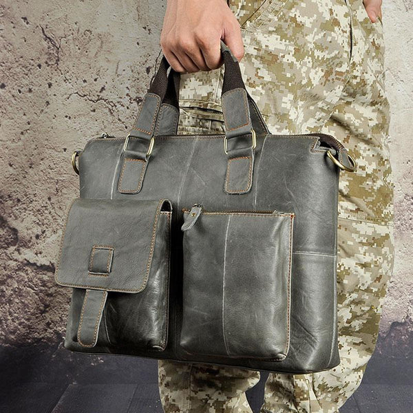 Vintage Leather Laptop Bags Business Bag Work Bag Mens Briefcases for Men