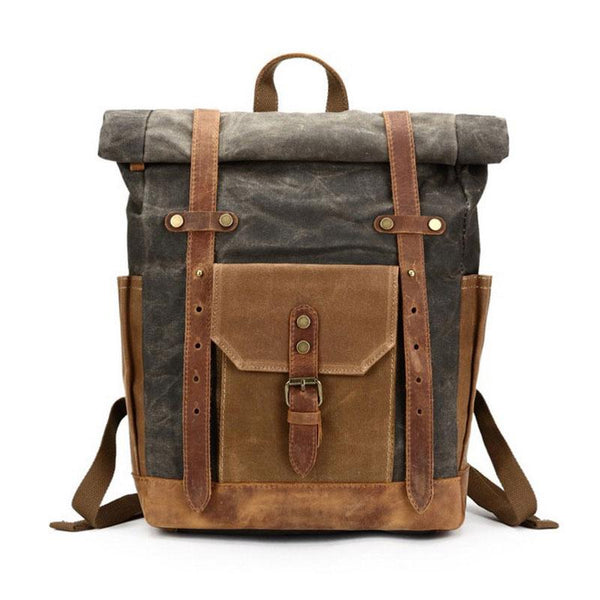 Waxed Canvas Leather Mens Travel Backpacks Canvas Backpack Canvas School Backpack for Men