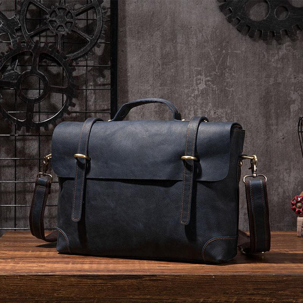 Cool Leather Mens 14inch Laptop Bag Briefcase Work Handbag Business Bag for Men