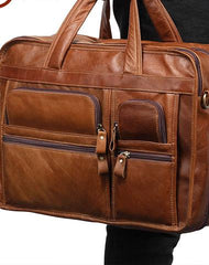 Leather Men Large Briefcase Handbag Travel Bag OverNight Bags For Men