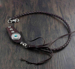 Cool Leather Mens Braided Wallet Chain Pants Chain with Belt Loop for Men