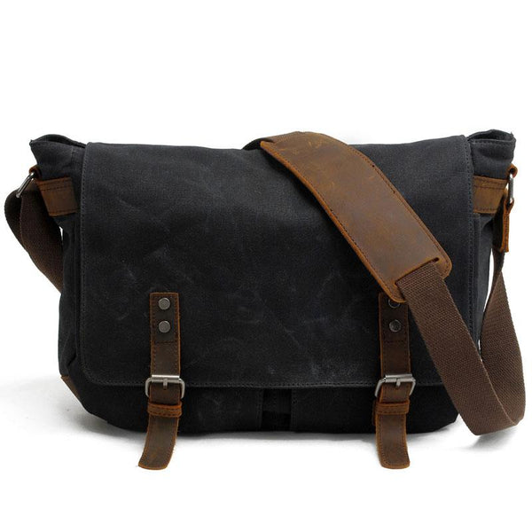 Mens Waxed Canvas Side Bag Canvas Courier Bag Shoulder Bag for Men