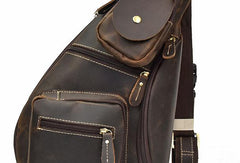 Genuine Leather Cool Chest Bag CrossBody Sling Bag Travel Bag Hiking Bag For Men