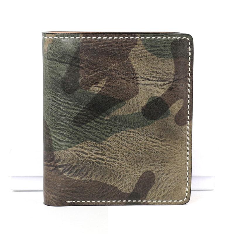 Cool Leather Mens Camouflage Small Wallet Front Pocket Wallet Slim Wallet for Men