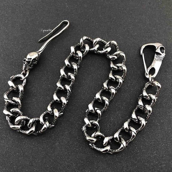 Badass Skull STAINLESS STEEL Mens Wallet Chain Biker Wallet Chain Pants Chain For Men