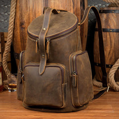 Brown Business Mens Leather 12-inches Computer Backpacks Cool Travel Backpacks School Backpacks for men