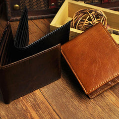 Cool Leather Mens Slim Small Wallet Slim Front Pocket Wallet for Men