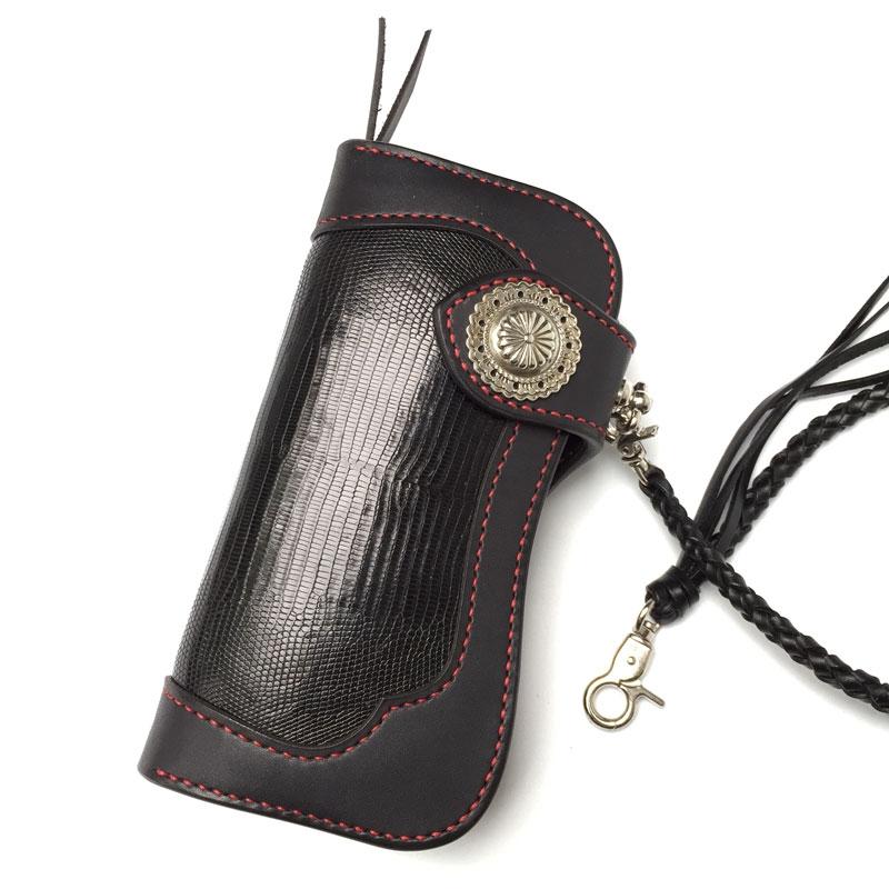 Handmade Leather Long Biker Wallet Mens Cool Chain Wallet Trucker Wallet with Chain