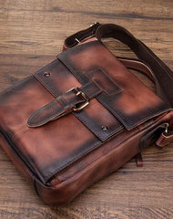Cool Mens Leather Vintage Small Side Bag Small Messenger bag Shoulder bag For Men