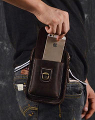 Vintage Leather Cell Phone Holster Belt Pouch Brown BELT BAG For Men