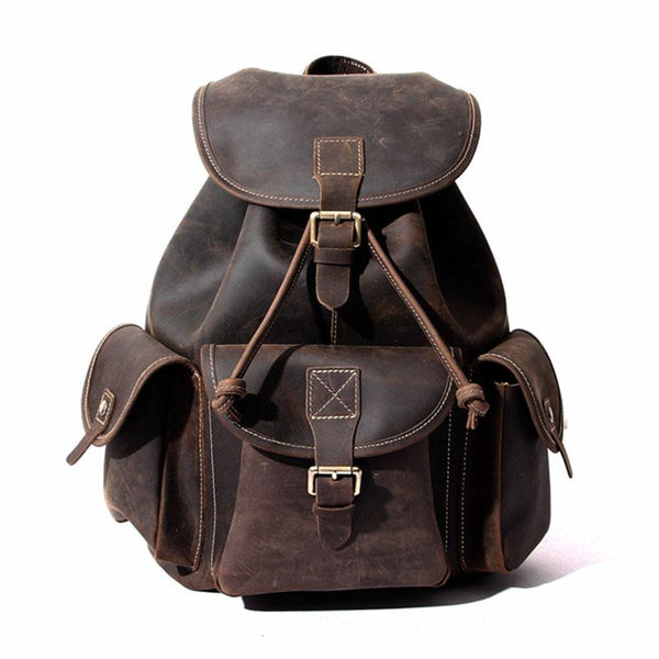 Cool Leather Mens Backpacks Travel Backpack Leather School Backpack for Men