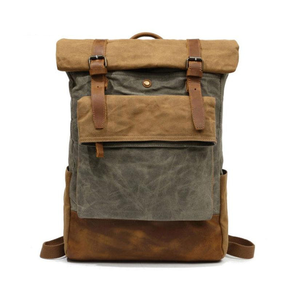 Waxed Canvas Mens Travel Backpacks Canvas School Backpacks Laptop Backpack for Men