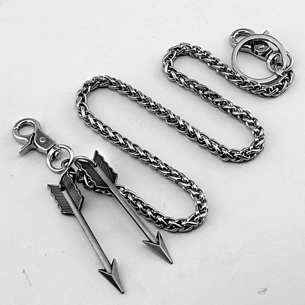 Silver Double Arrow Key Chain Pants Chain Long Wallet Chain Biker Wallet Chain For Men