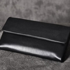 Handmade Leather Mens Cool Long Leather Wallet Trifold Clutch Wallet for Men - iChainWallets