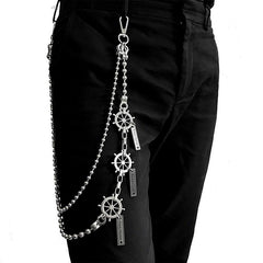 31'' Metal BIKER SILVER WALLET CHAIN Beaded LONG PANTS CHAIN ANCHOR Jeans Chain Jean ChainS FOR MEN