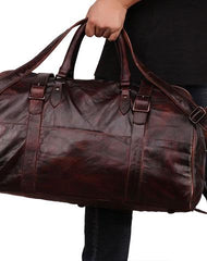 Vintage Leather Mens Large Weekender Bag Travel Bag Duffle Bags